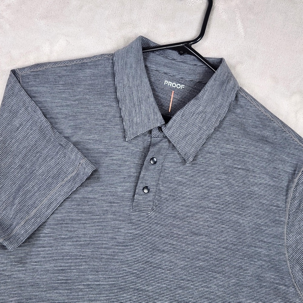 Proof Polo Shirt Mens 2XL Huckberry Gray Micro Stripe Merino Wool Classic Fit